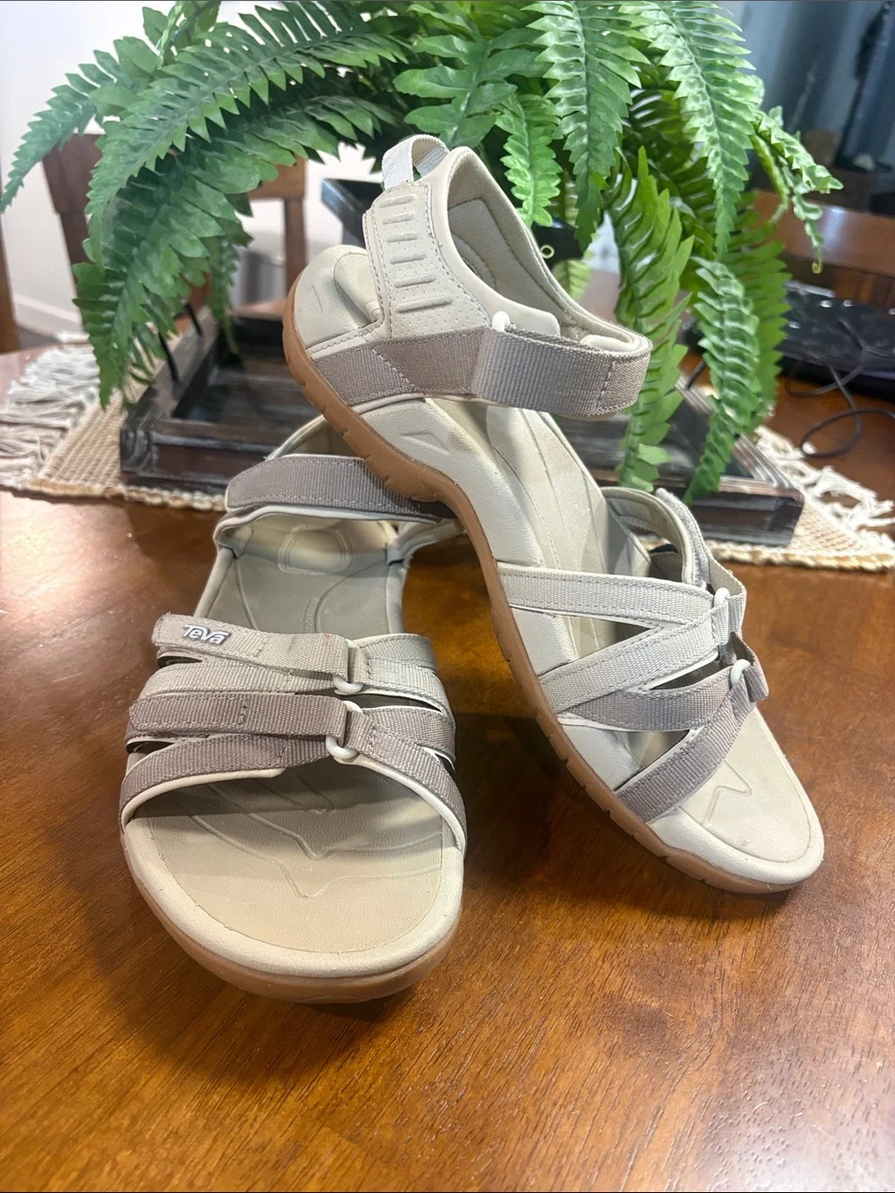 Teva Women’s Taupe and Beige Strappy Sandals